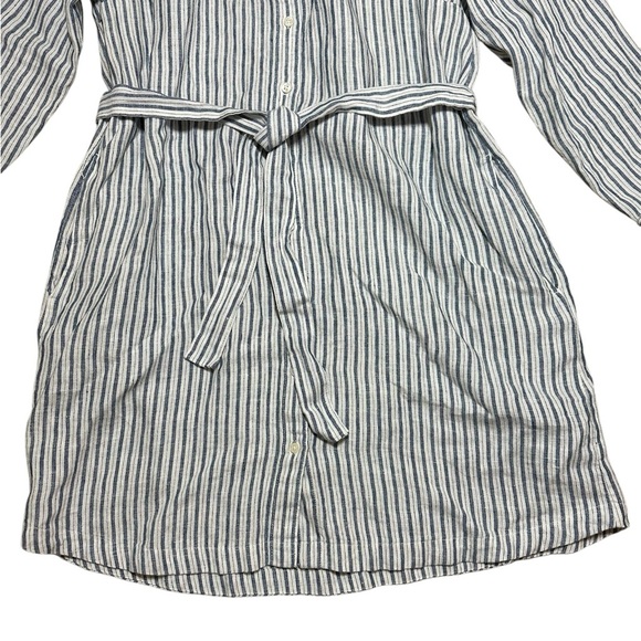 Lands’ End 100% Linen Long Sleeve Stirt Dress Nautical Striped Button-Up XL 18 - Picture 7 of 12